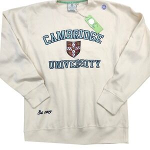 University of Cambridge Sweatshirt XL Cream Embroidered Collegiate Crewneck